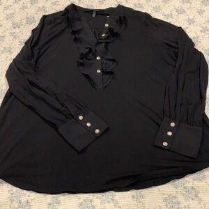 White House Black Market Ruffle Neck Blouse Size 2X Perfect Shape All occasion